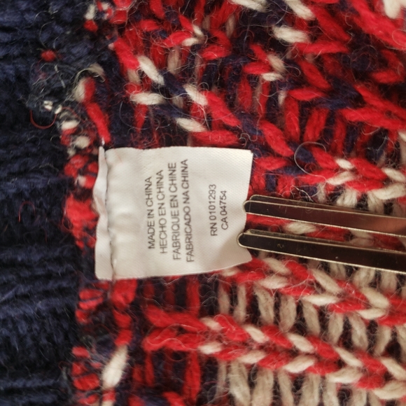 Winter Jaquard Red Blue and Cream Sweater - Picture 9 of 12